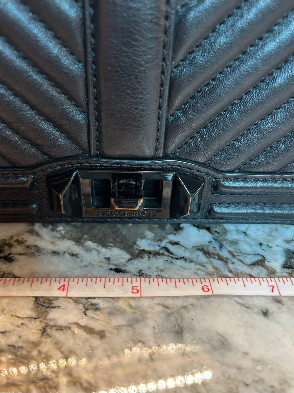 Rebecca Minkoff Black Leather Quilted Chevron Flap Shoulder Bag
